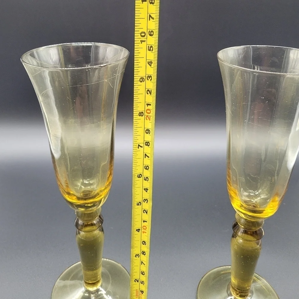 Vintage Amber Champagne Glasses Set Of 2 Rare​​​